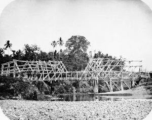 Bamboo Suspension Bridge, Java ca. 1870